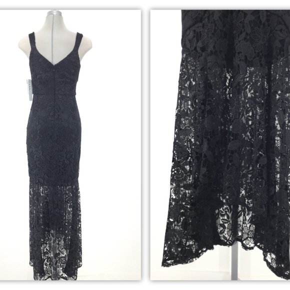 NICOLE MILLER LACE SHEER HEM GOWN Size 2 - Picture 4 of 16